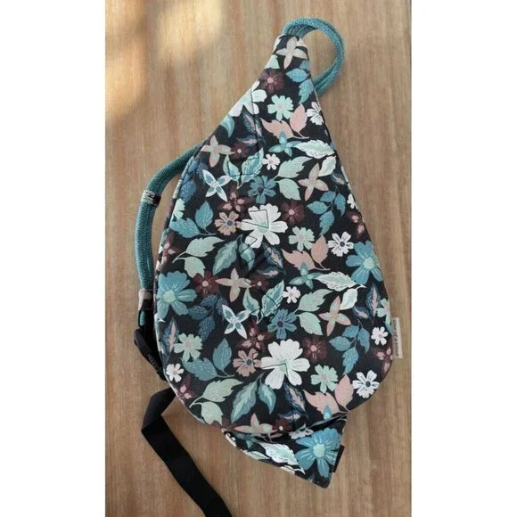 Kavu Floral Crossbody Bag - Teal and Brown - Picture 10 of 15